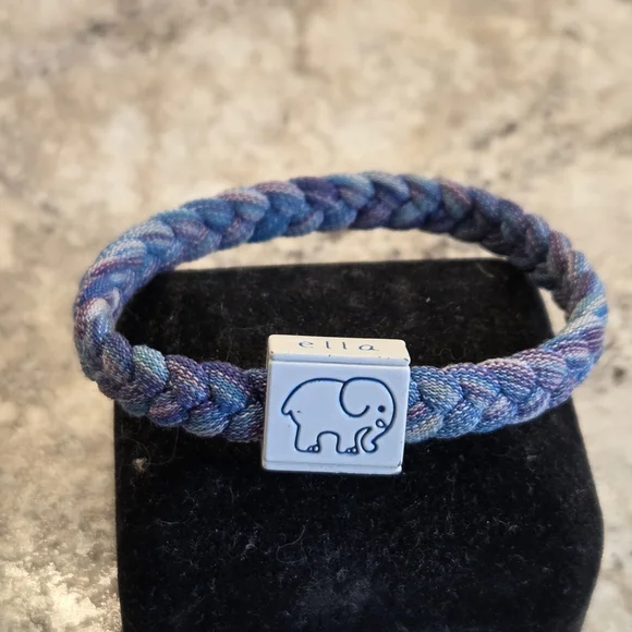 Ivory Ella Blue Braided Bracelet with Elephant Charm - Picture 2 of 4